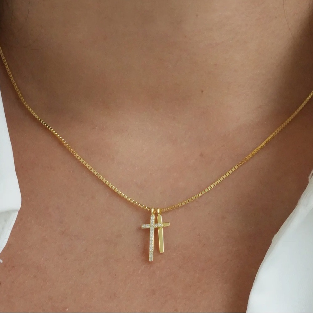 Argento Vivo Double Pendant 18K Gold Plate Sterling Silver Necklace - Picture 2 of 4